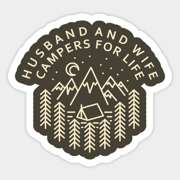 Husband and Wife Campers For Life Sticker by lowercasev